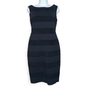 St. John Wool Blend Mixed Media Striped Mini Dress 6 Quiet Luxury Party Office